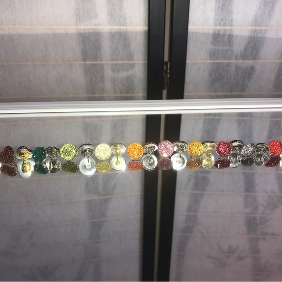 Yellow Faux Crystal Flat Back Post Earrings - Picture 2 of 3